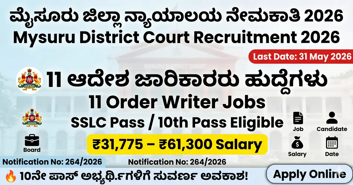 Mysuru District Court Orderly Recruitment 2026 Notification