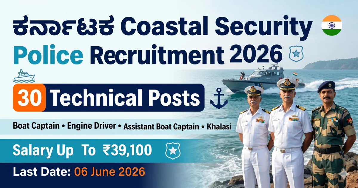 Karnataka Coastal Security Police Recruitment 2026:ನೌಕಾಪಡೆ, ಕರಾವಳಿ ಸುರಕ್ಷತಾ ಪಡೆ ಮತ್ತು BSF ನಿವೃತ್ತರಿಗೆ ಉತ್ತಮ ಅವಕಾಶ!