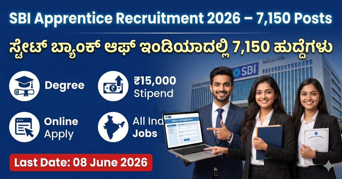 SBI Apprentice Recruitment 2026: 7,150 ಹುದ್ದೆಗಳ ಭರ್ತಿ — ಸಂಪೂರ್ಣ ಮಾಹಿತಿ