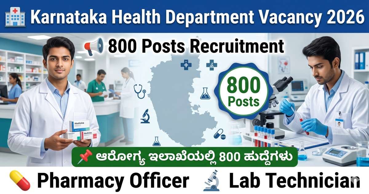 Karnataka Health Department Recruitment 2026: 800 Contract Posts ಗೆ ನೇಮಕಾತಿ D.Pharm & Lab Technician