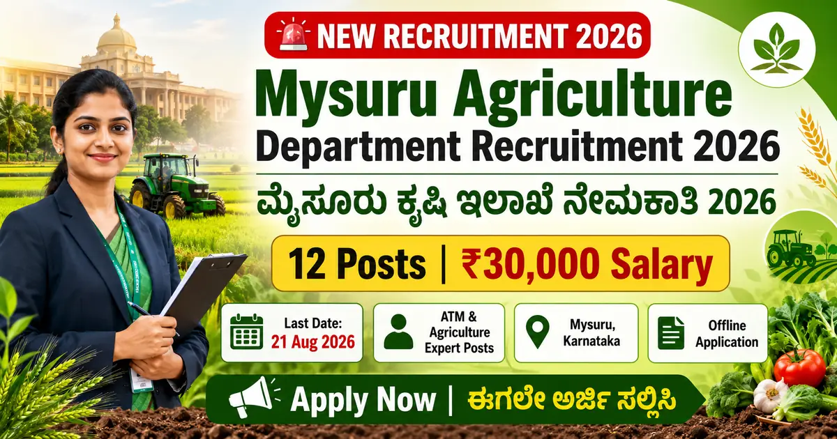 Mysuru Agriculture Department Recruitment 2026