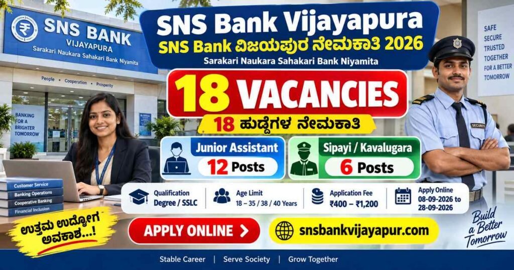 SNS Bank Vijayapura Recruitment 2026
